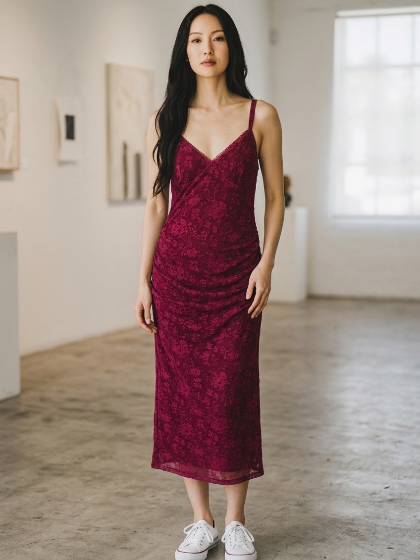 Women’s Princess Polly Wine Lace Slip Midi Dress Size 0